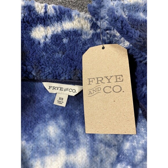 Frye Fleece Sherpa Full Zip Tie Dye Dream Jacket Blue White Womens Extra Small - Picture 8 of 12